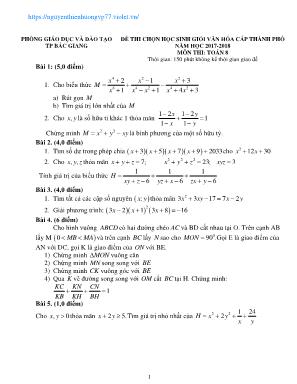 200 Đề thi chọn học sinh giỏi môn Toán Lớp 8 (Có đáp án) - Hồ Khắc Vũ